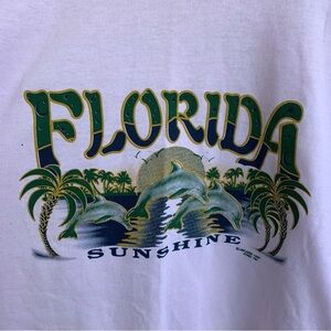 Vintage 1995 Florida Sunshine Dolphins Palm Trees Tee Shirt Adult Size XL 90s